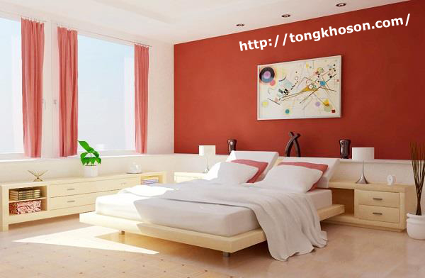 Sơn phòng ngủ vợ chồng màu đỏ